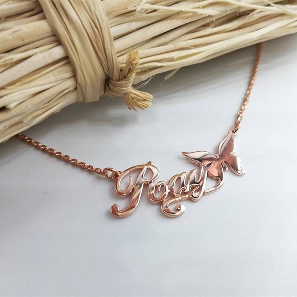 Personalised Butterfly Necklace Custom 1 Name Necklace Gift For Women-Jessemade AU