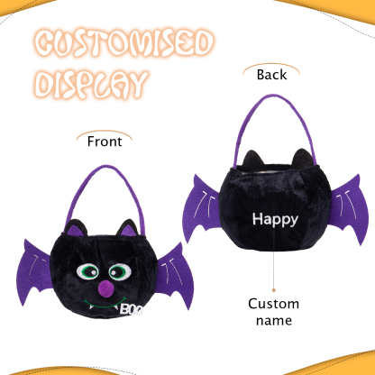 Halloween Tote Bag Custom 1 Name Pumpkin Tote Bag Halloween Candy Bag for Kids-Jessemade AU