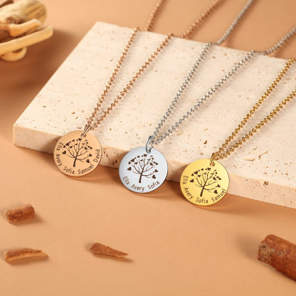 Personalised 3 Names Women's Tree Necklace-Jessemade AU