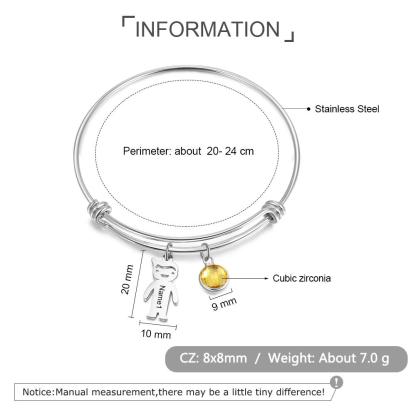 Bangle Bracelet with Kids Charms 1 Birthstone Rose Box Set-Jessemade AU