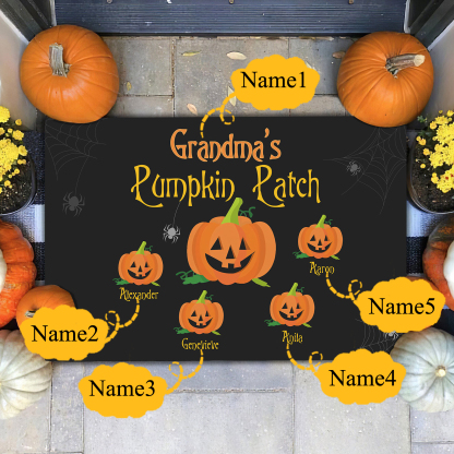 Personalised Halloween Doormat Custom 5 Names Pumpkin Doormat Home Decor - Grandma's Pumpkin Patch-Jessemade AU
