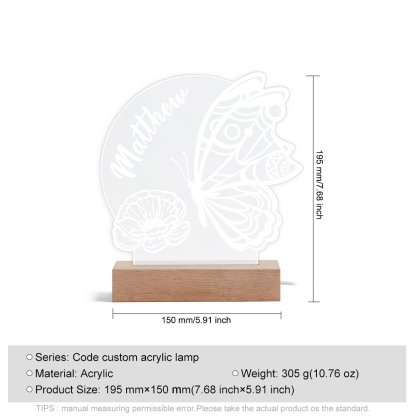 Butterfly Name Night Light Engrave Names LED Lamp Gifts For Kids-Jessemade AU