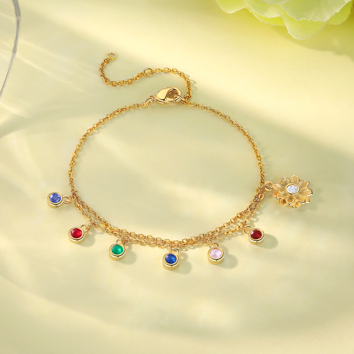 Personalised Women's Anklet Custom 6 Birthstones Anklet Gold Adjustable Anklet Birthday Gift for Her-Jessemade AU