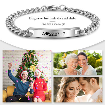 2024 Valentines Day Gifts Personalised Cuban Chain Bracelet Custom Text Women's Bracelet for Him-Jessemade AU