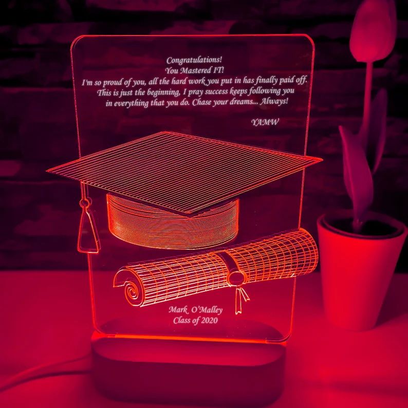 Graduation Gifts Personalised 7 Colours Changing Bachelor Cap Night Light-Jessemade AU