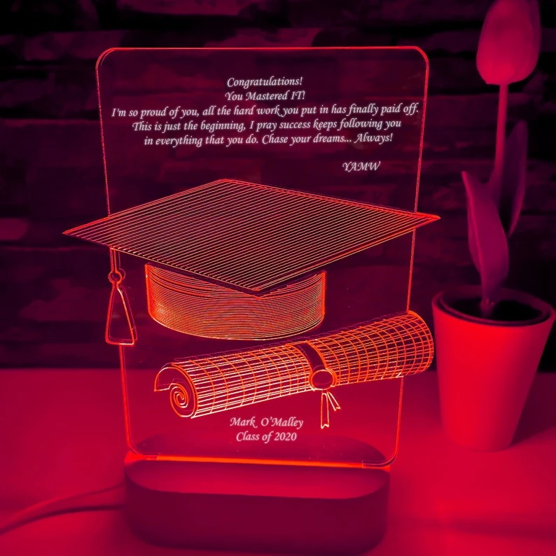 Graduation Gifts Personalised 7 Colours Changing Bachelor Cap Night Light-Jessemade AU