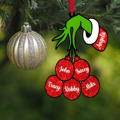 6 Names - Personalised Wooden Christmas Ornaments Customised Name Grinch Christmas Ornament Gifts for Family Friends-Jessemade AU