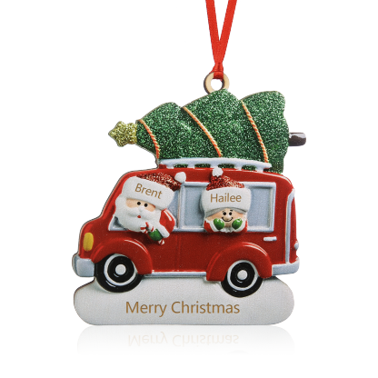 2 Names - Personalised Christmas Snowman Ornament Customised Names & Text Wooden Car Hanging Ornaments Christmas Gift for Family-Jessemade AU