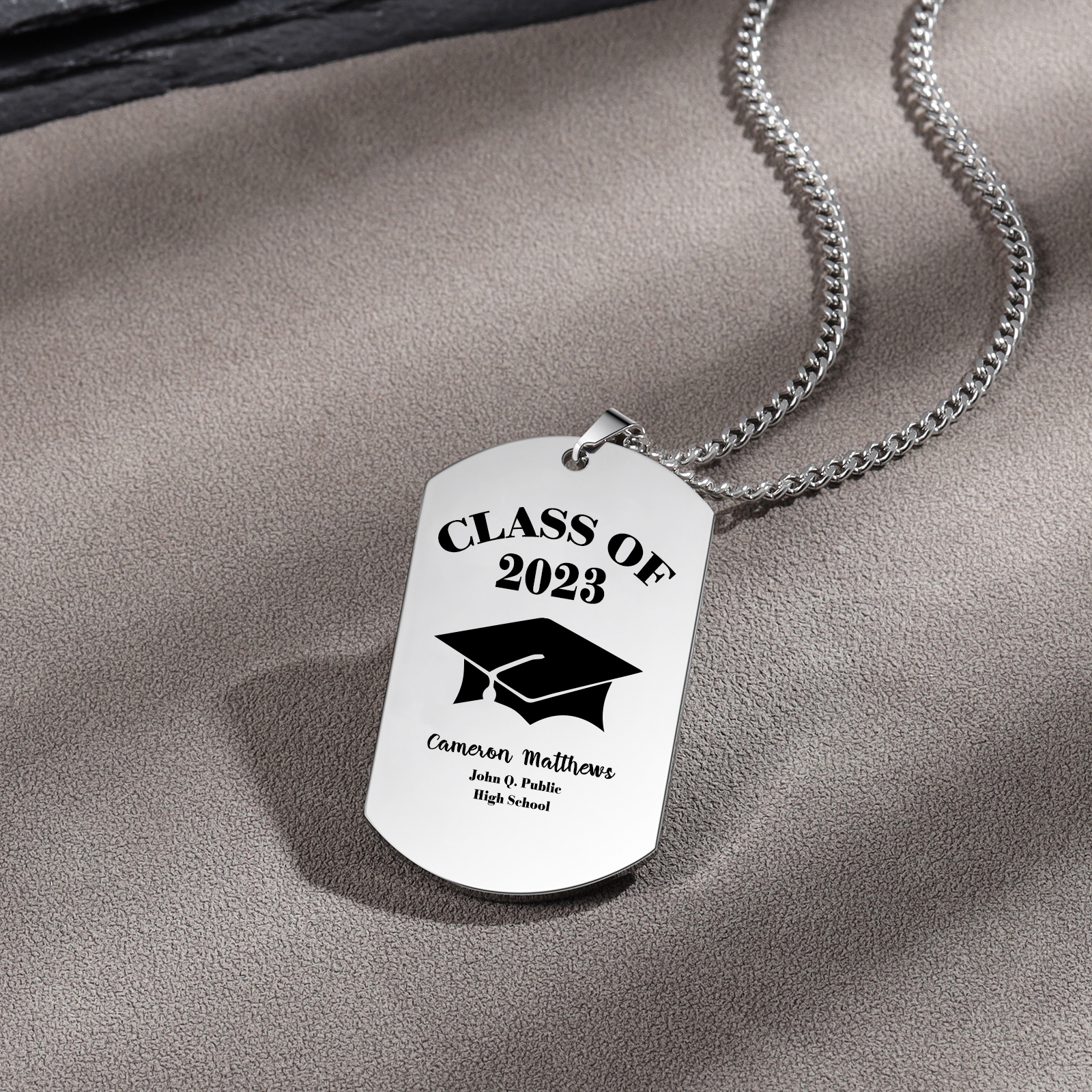 Graduation Gifts Personalised Photo Necklace Custom Class of 2024 Dog Tag Necklace