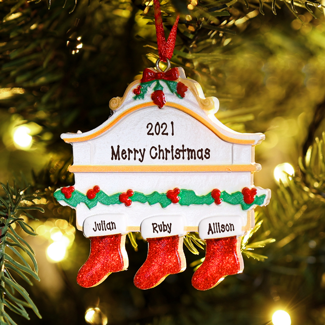 Personalised Red Stockings Ornament Custom 3 Names Gifts for Family-Jessemade AU