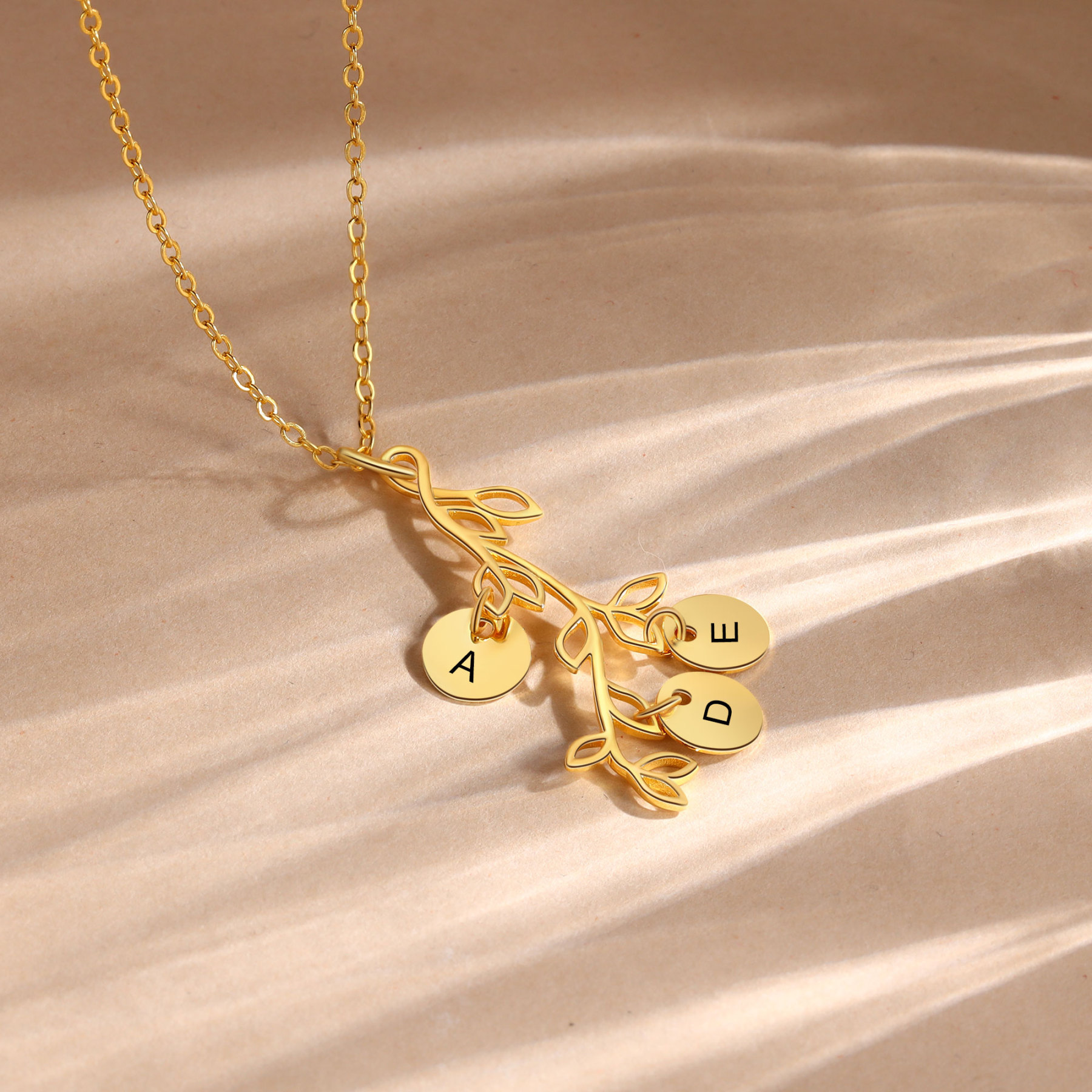 Personalised Branches Pendant Necklace Custom 3 Letters Circle Charm Necklace Gold Birthday Gift for Her-Jessemade AU