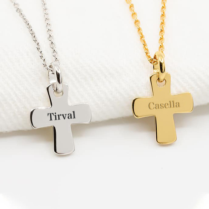 Personalised Cross Pendant Necklace with Name Stainless Steel Necklace Silver Gift for Boys Girls-Jessemade AU