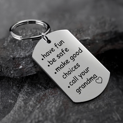 Have Fun Be Safe Make Good Choices Keychain Customised Text Stainless Steel Keyring Gifts for Kids-Jessemade AU