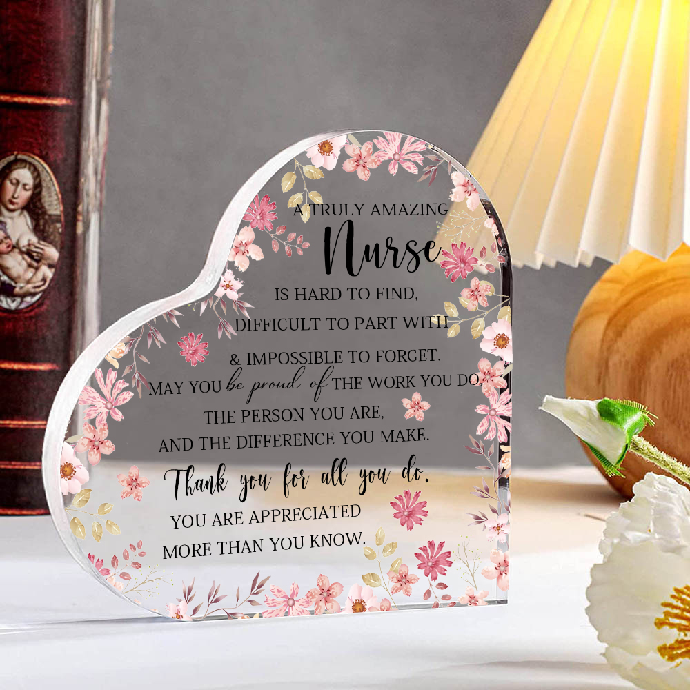 Acrylic Heart Keepsake Flower Ornaments Gifts for Nurses - You Are Appreciated More Than You Know-Jessemade AU