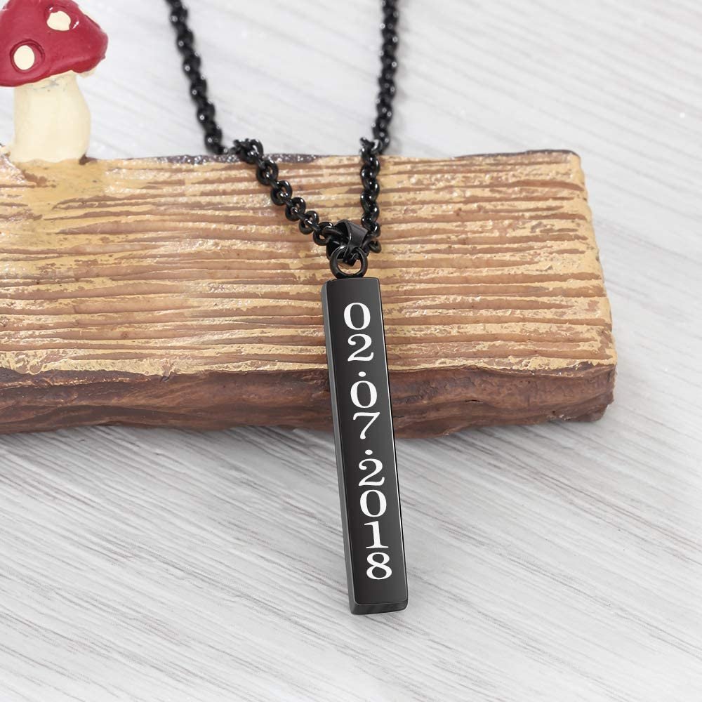 To My Dad Man Vertical Bar Necklace Personalised 4 Side 3D Bar Necklace Father's Day Gift