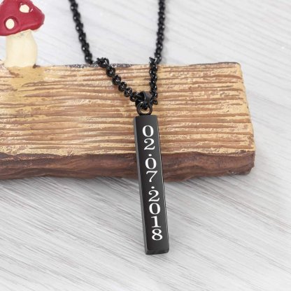 To My Dad Man Vertical Bar Necklace Personalised 4 Side 3D Bar Necklace Father's Day Gift-Jessemade AU