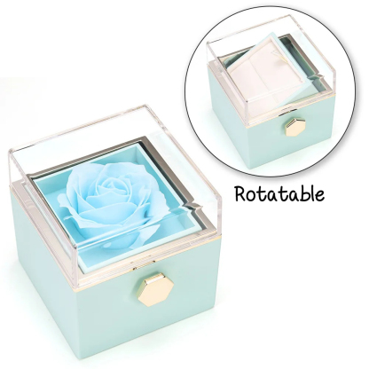 Rotatable Jewelry Box Enchanted Rose Jewelry Gift Package Red-Jessemade AU