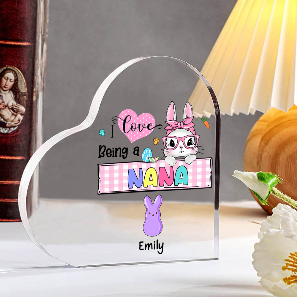 2 Names - Personalised Acrylic Heart Keepsake Custom Names Bunny Ornaments Gifts for Grandma/Mother-Jessemade AU