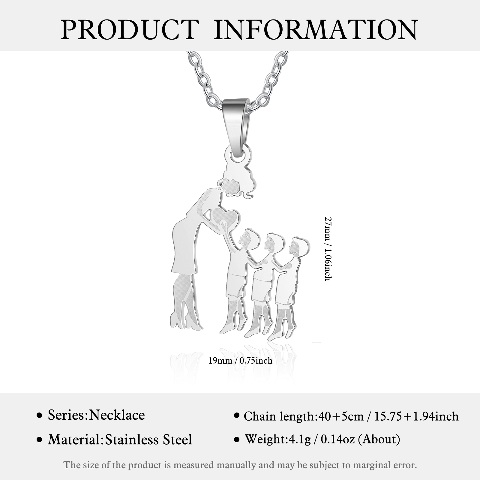 Women Necklace Mother & 3 Sons Pendant Necklace Stainless Steel Mother's Day Gifts for Mum-Jessemade AU