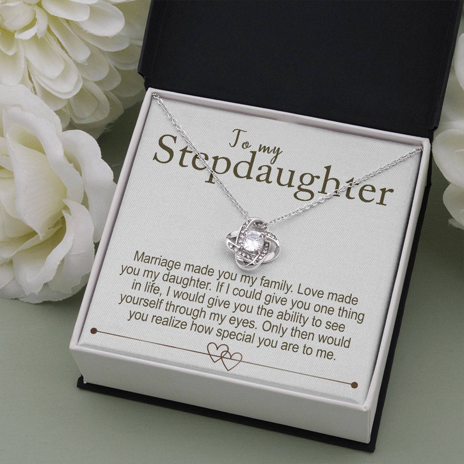To My Stepdaughter - S925 Love Knot Necklace "Love Made You My Daughter" Gifts For Daughter-Jessemade AU