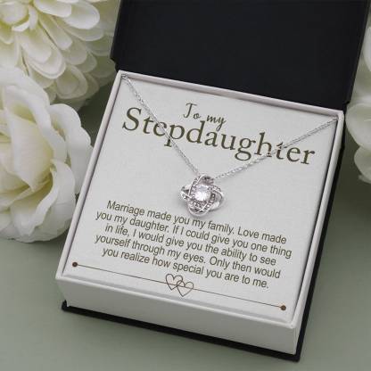 To My Stepdaughter - S925 Love Knot Necklace "Love Made You My Daughter" Gifts For Daughter-Jessemade AU