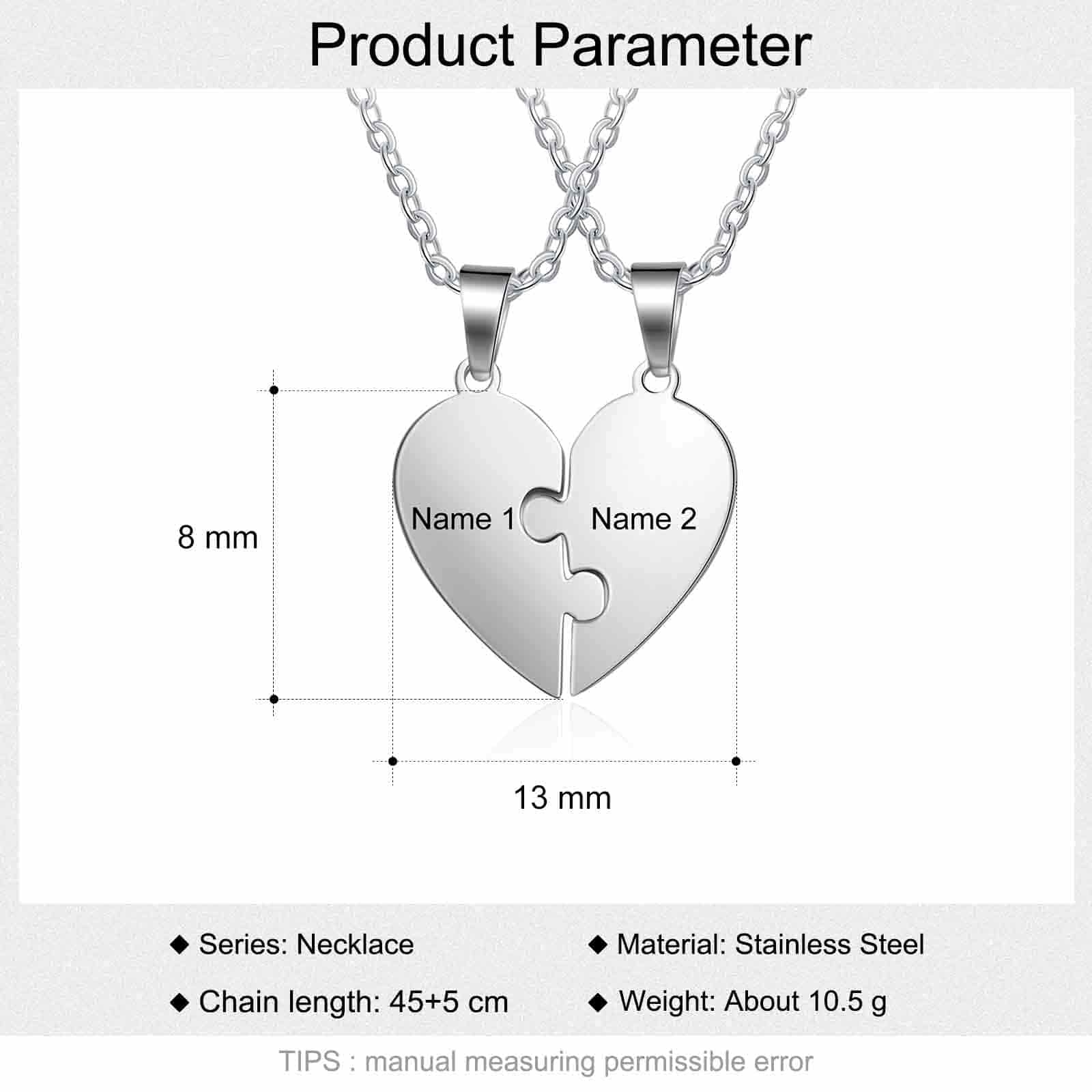 Personalised Heart Puzzle Necklace With 2 Names Gifts For Her-Jessemade AU