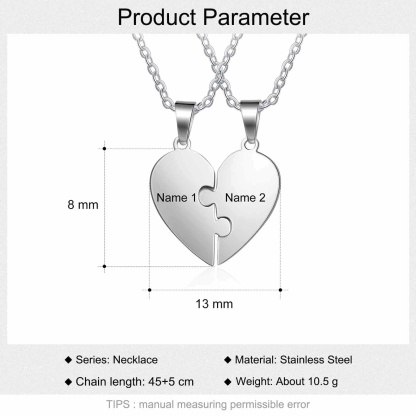 Personalised Heart Puzzle Necklace With 2 Names Gifts For Her-Jessemade AU