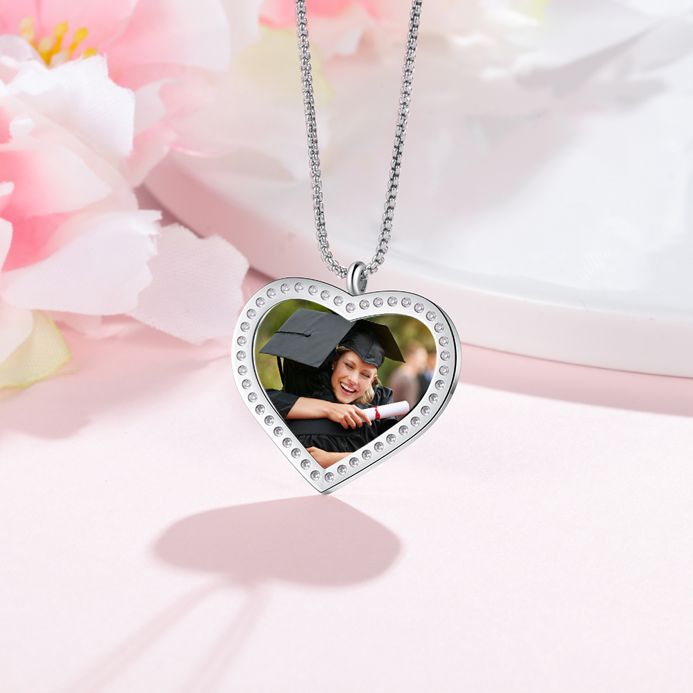 Personalised Graduation Necklace Custom Name & Photo Heart Pendant Necklace Gift for Her-Jessemade AU