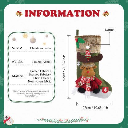 Personalised Christmas Stockings Ornaments Custom 1 Name Christmas Socks Gifts for Family Friends-Jessemade AU