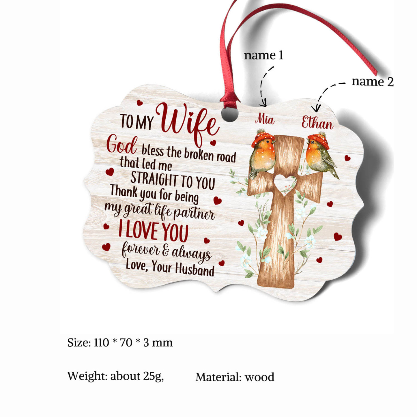 To My Wife Memorial Ornament " I Love You Forever And Always" Christmas Memorial Home Decor-Jessemade AU