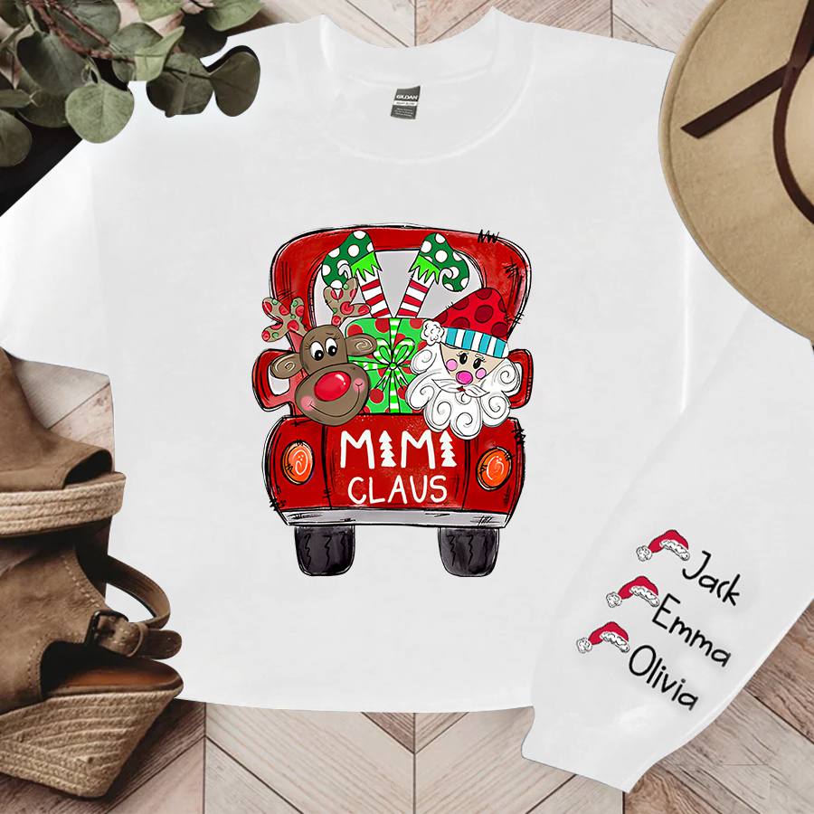 5 Names - Personalised Christmas Sweatshirt Custom Name & Text Sweatshirt Mimi Claus Sweatshirt Gift for Family -Jessemade AU