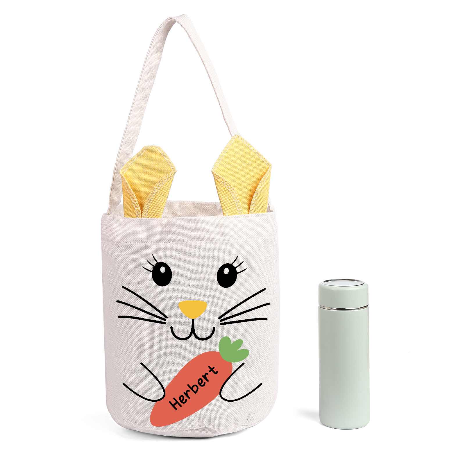 Personalised Bunny Tote Bag Custom Name Bunny Bucket Bag Easter Gifts for Kids-Jessemade AU