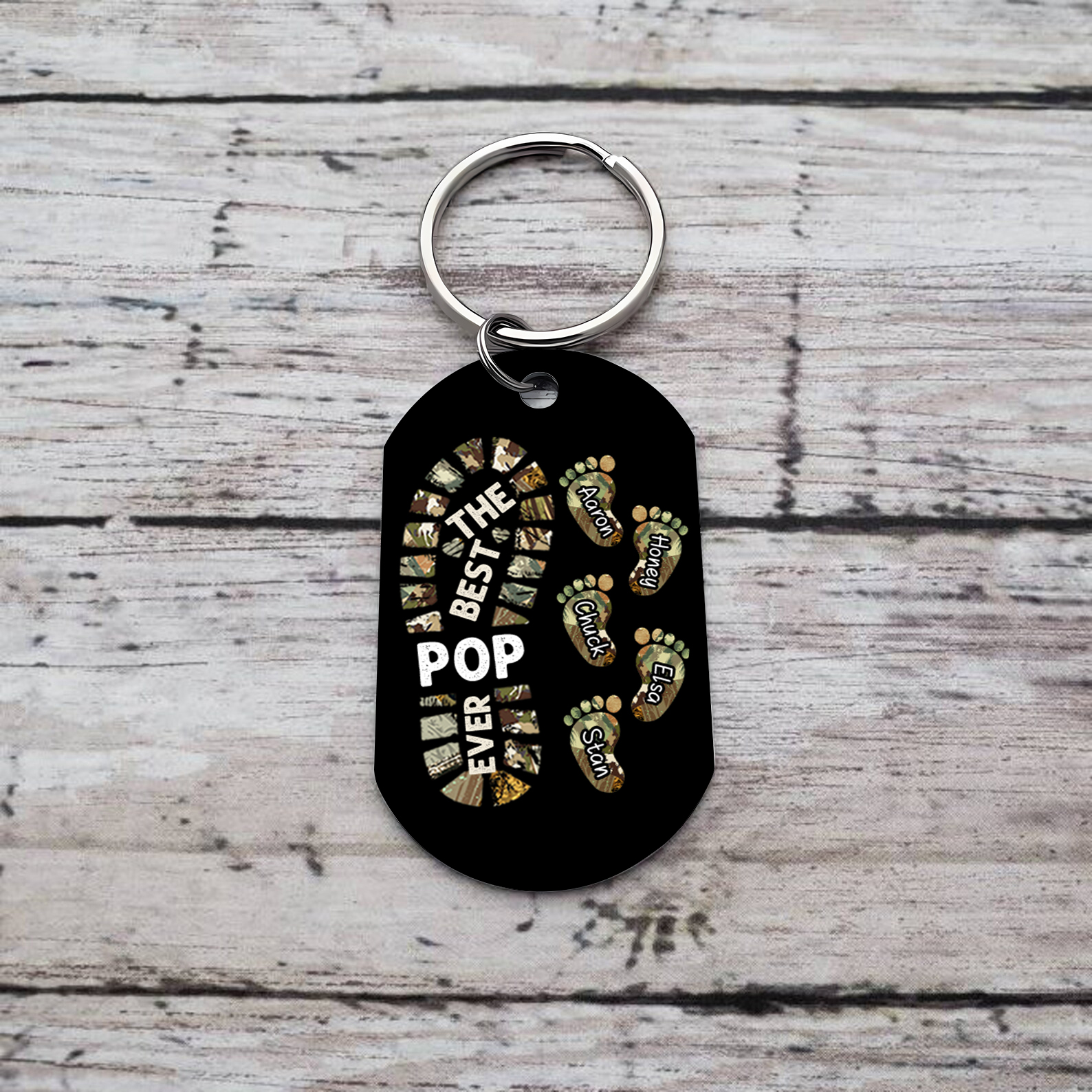 Personalised 6 Names Keychain Custom Dad Shoe Baby Feet Keychain Father's Day Gift for Father/Grandpa-Jessemade AU