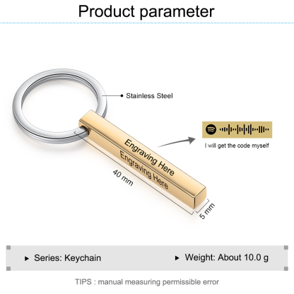 Personalised 3D Bar Keychain 4 Side Vertical Bar Keychain Gifts For Her-Jessemade AU