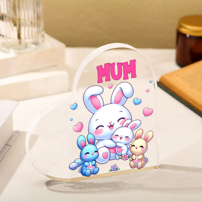 Personalised Text Acrylic Heart Keepsake Custom 3 Names Ornament Bunny Family Gifts For Mother/Grandma-Jessemade AU