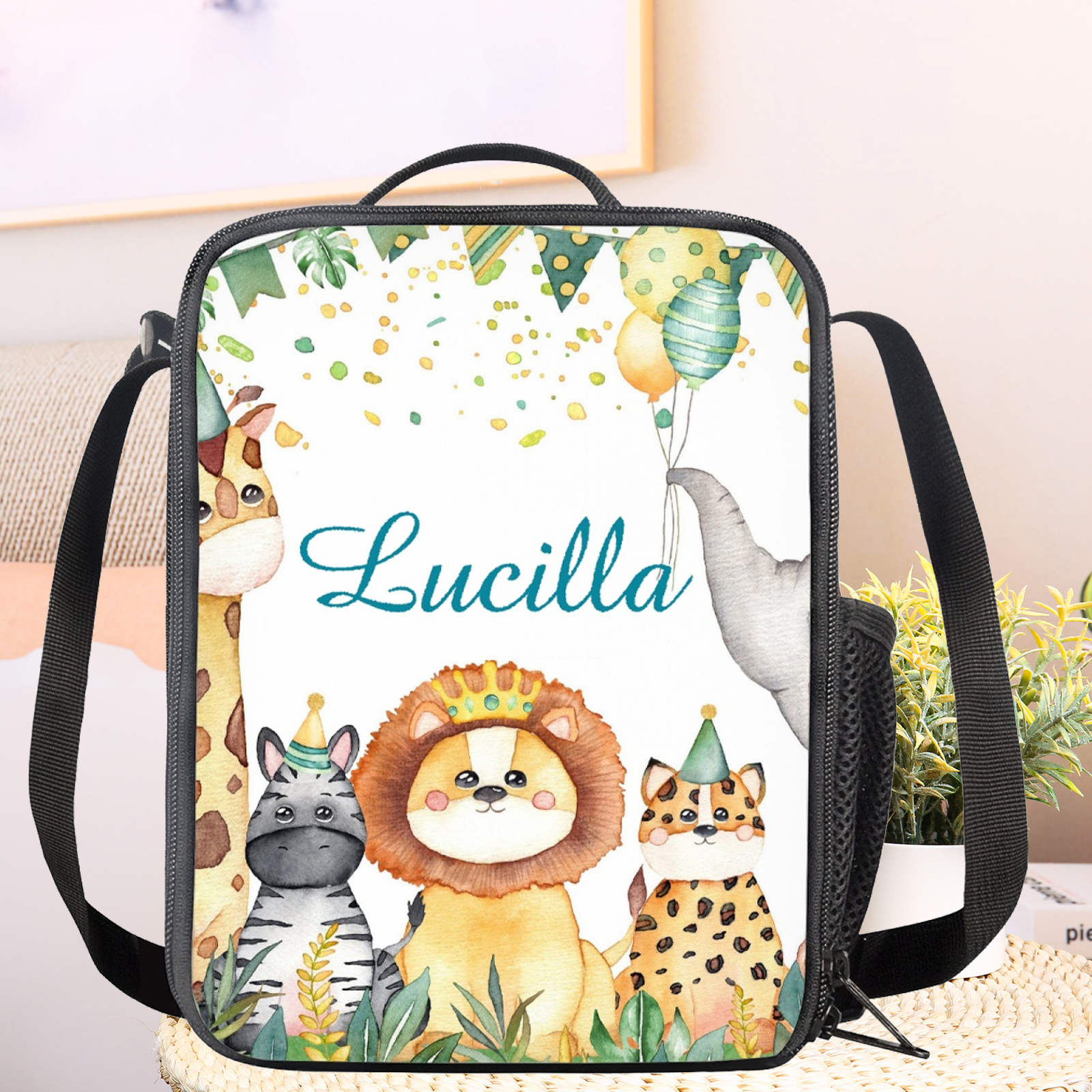 Custom Name Lunch Bag Personalised Cartoon Animals Lunch Box  Gifts for Kids-Jessemade AU