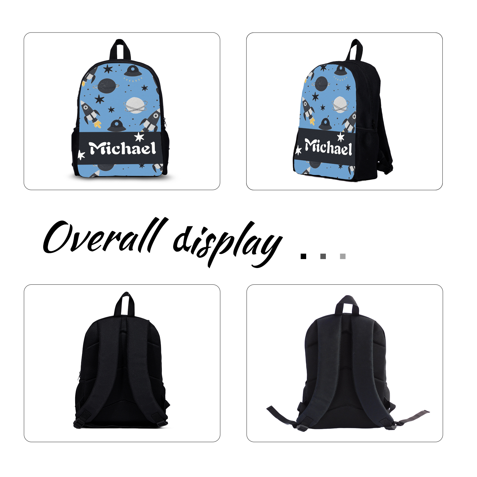 Custom Name Schoolbag Personalised Rocket and Satellite Backpack Travel Bag for Kids-Jessemade AU