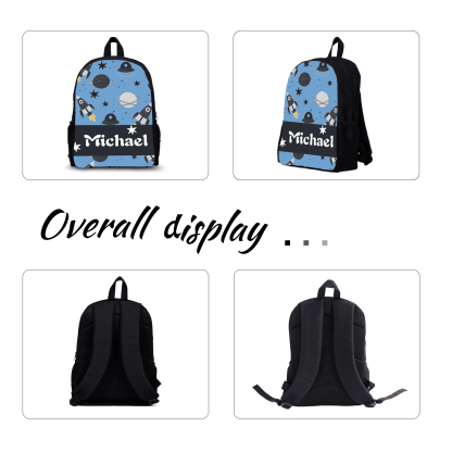 Custom Name Schoolbag Personalised Rocket and Satellite Backpack Travel Bag for Kids-Jessemade AU