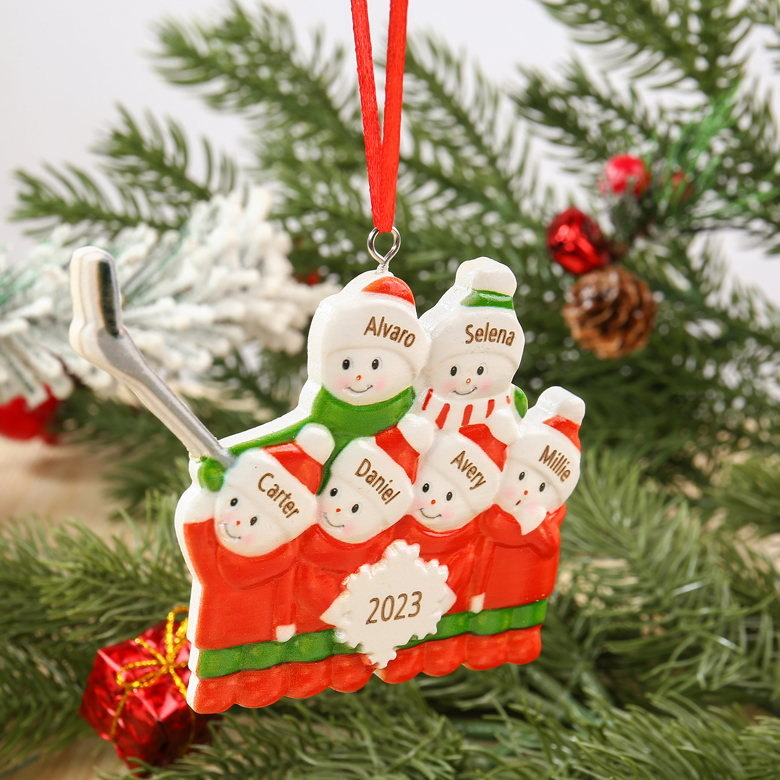 6 Names - Personalised Resin Christmas Ornaments Customised Name & Year Xmas Decor Gifts for Family Friends-Jessemade AU