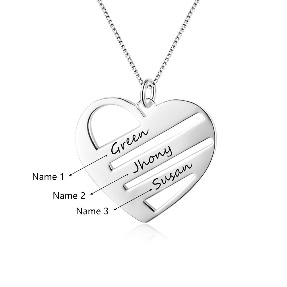 Persoalized Heart Neclace with 3 Names For Mom-Jessemade AU