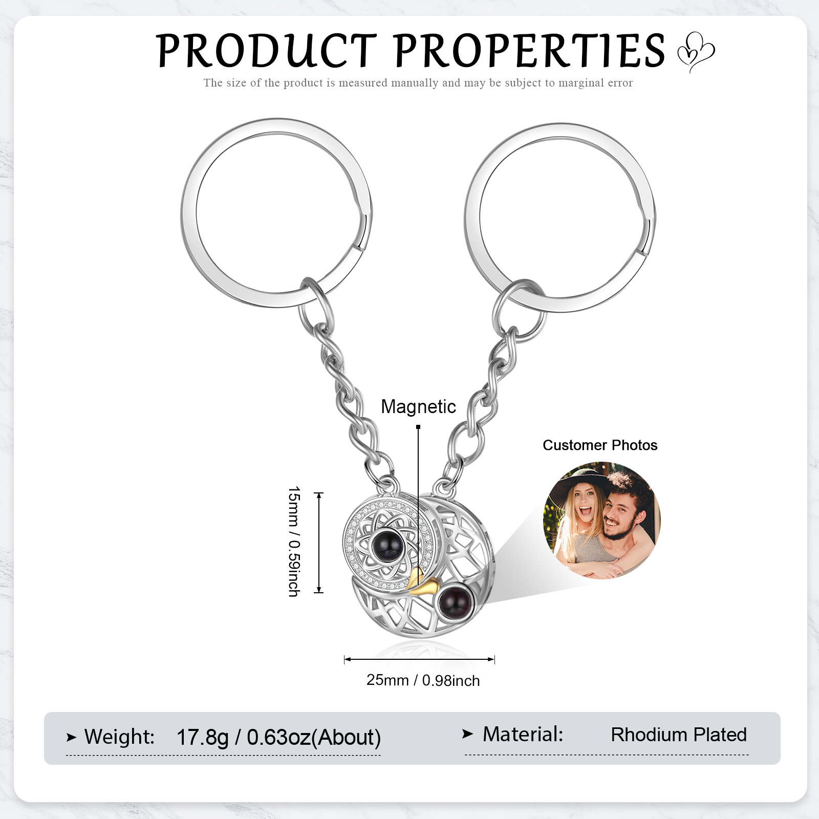 Photo Projection Keychain Customised Photo Coloured Stone Keychain Creative Gift for Couples-Jessemade AU