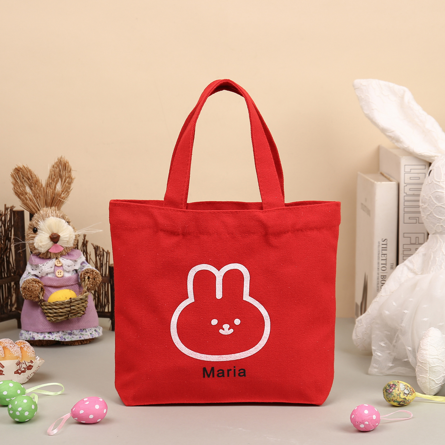 Personalised Bunny Tote Bag Customised with Name Bunny Handbag Easter Gifts-Jessemade AU