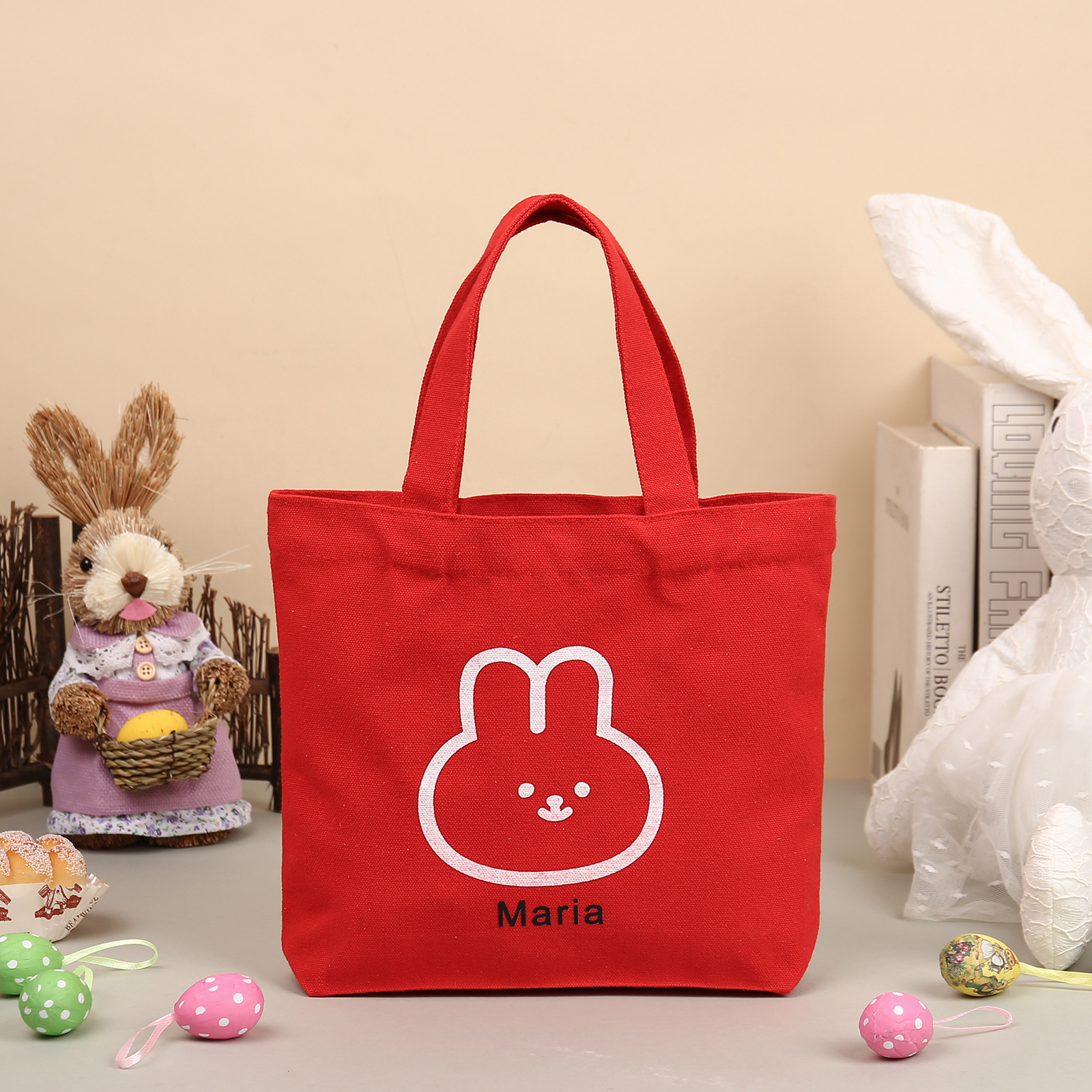 Personalised Bunny Tote Bag Customised with Name Bunny Handbag Easter Gifts-Jessemade AU