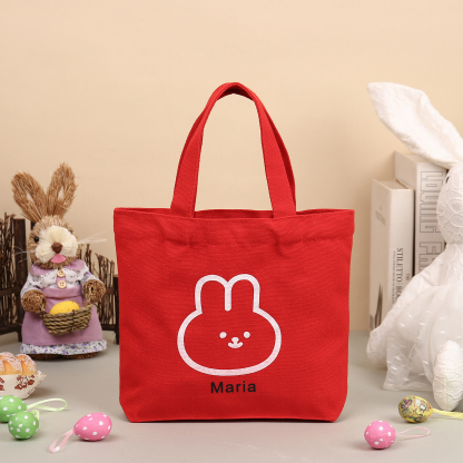 Personalised Bunny Tote Bag Customised with Name Bunny Handbag Easter Gifts-Jessemade AU