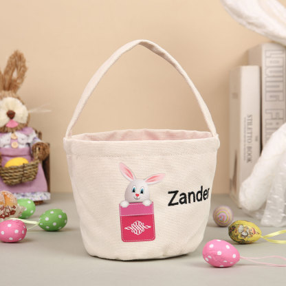 Personalised Bunny Tote Bag Custom Name Bunny Basket Bucket Bag Easter Gift for Him/Her-Jessemade AU