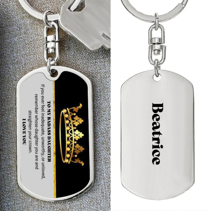 To My Badass Daughter Keychain Custom Name Stainless Steel Keyring Personalised Gift For Daughter-Jessemade AU