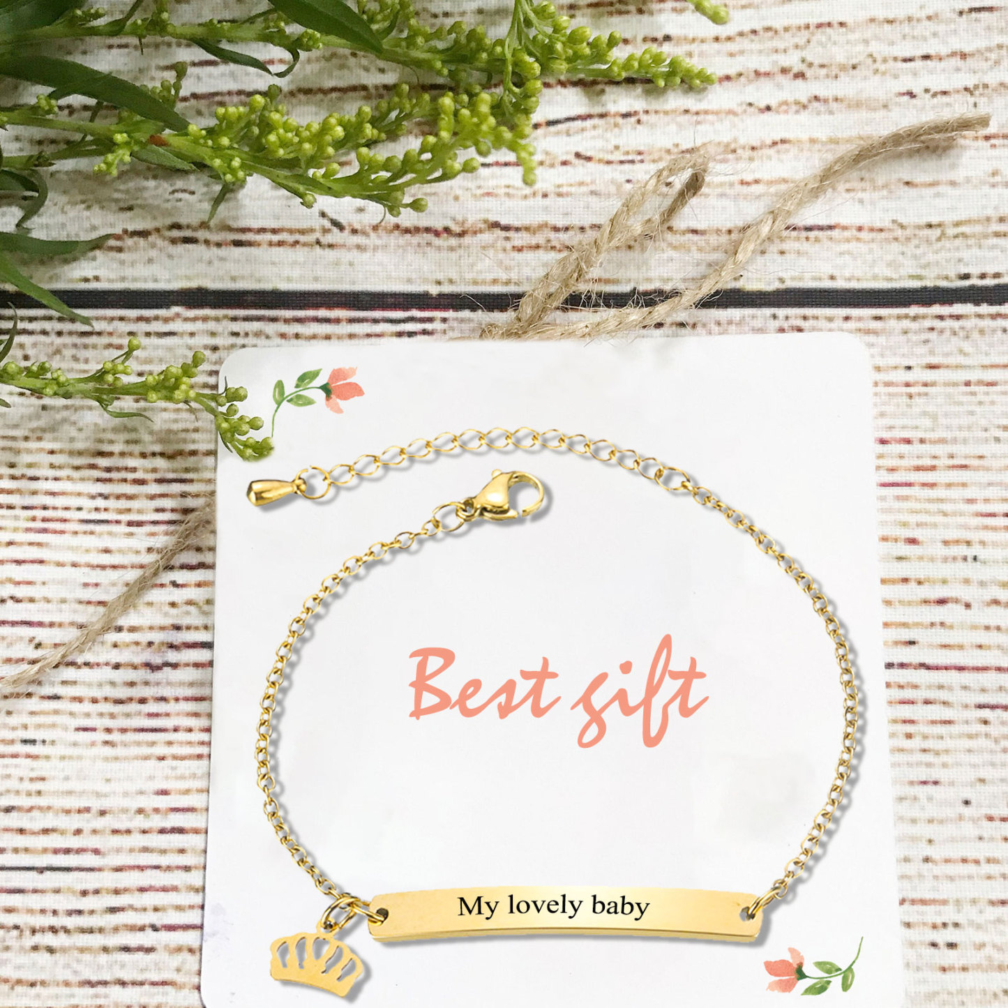 Custom 1 Name Bracelet Personalised Crown Bracelet Love Gifts For Her-Jessemade AU