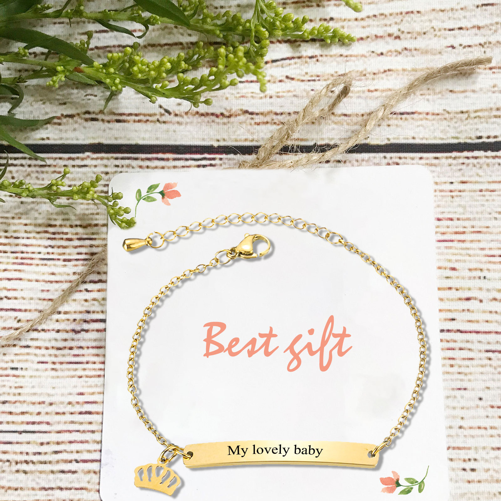 Custom 1 Name Bracelet Personalised Crown Bracelet Love Gifts For Her-Jessemade AU