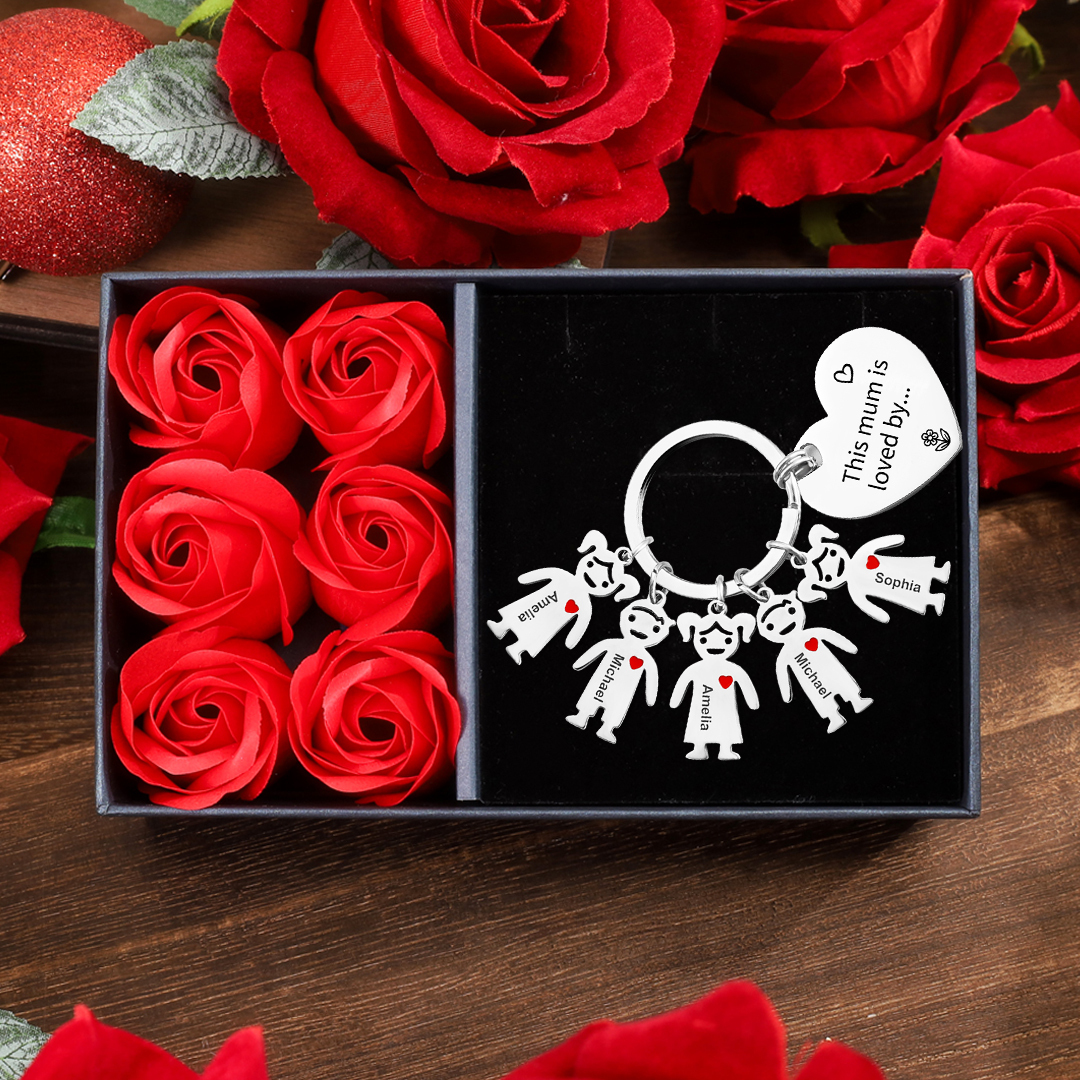 5 Names - Personalised Keychain with Kid Charm Engraved Names Keychain Mother's Day Gift for Mum-Jessemade AU