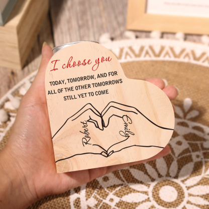 Personalised Heart Candle Holder Custom 2 Names Wooden Candlesticks Valentine's Day Gift for Couples -Jessemade AU